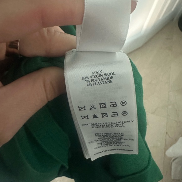 Victoria Beckham Gathered wool-blend midi dress, green, size US2 - Picture 10 of 10